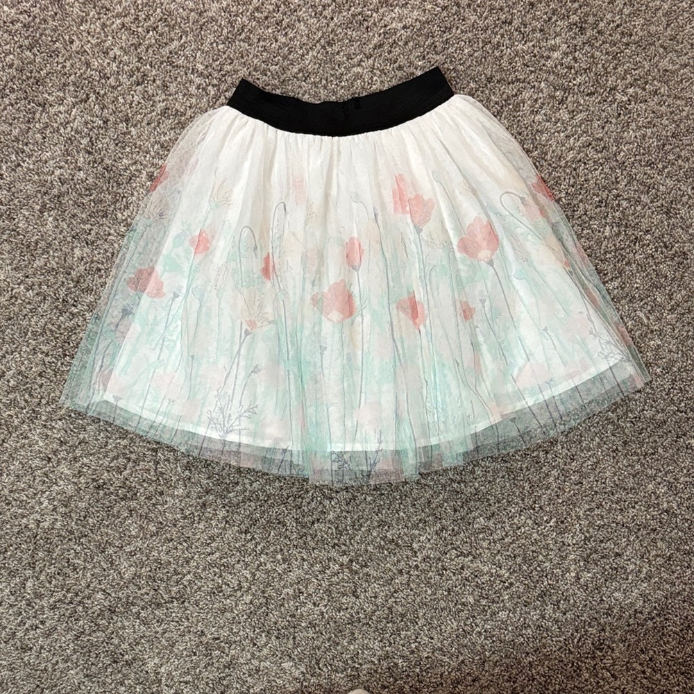 Charming Kids Floral Skirt in White and Pink